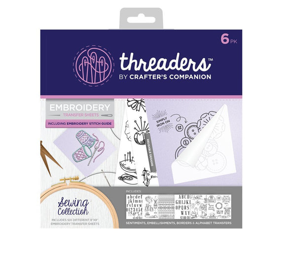 Threaders Embroidery Transfer Sheets - Sewing Collection - Pack of 6, Crafters Companion