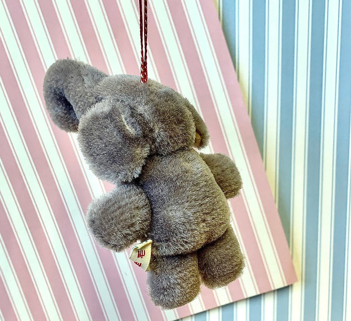 Vintage Pure Grey Wool Elephant Pram Toy Alice s Bear Shop