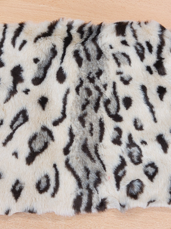 Plush/Faux Fur Remnant - Light Beige Animal Print Soft 12mm Dense Pile