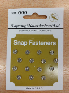 Silver Metal Sew-in Snap Fasteners (press studs/poppers ) 15pack - 5mm to 11mm Options