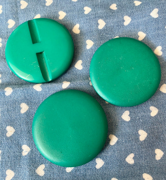 Vintage Large Green 1960's Resin Flat Buttons 3 x 45mm