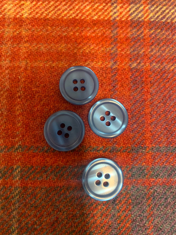 Blue Coat Flat 4 Hole Buttons-4x 18mm