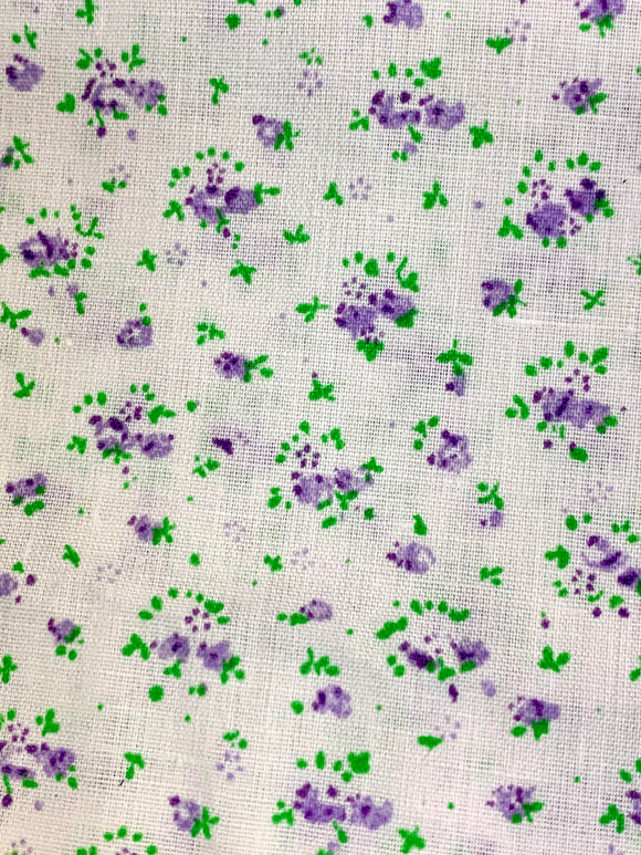 Cotton Poplin - Lilac Floral Ditsy Print on Ivory -(1/2 metre Pre-cut pieces)