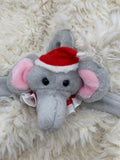 Children's Grey and Pink Plush Christmas Elephant Coat Hanger