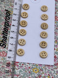 Mini Natural Wooden 10mm Buttons - Pack 12
