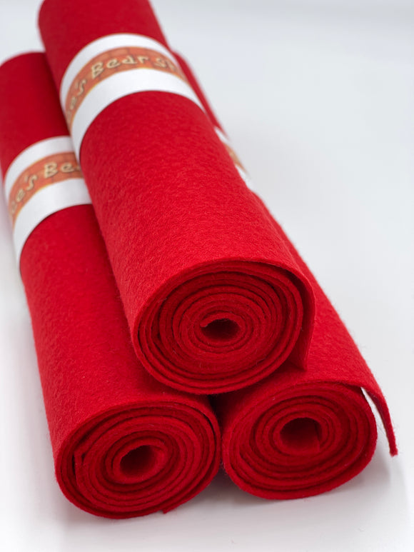 Wool Blend Felt - 25cm x 90cm Roll - BERRY RED