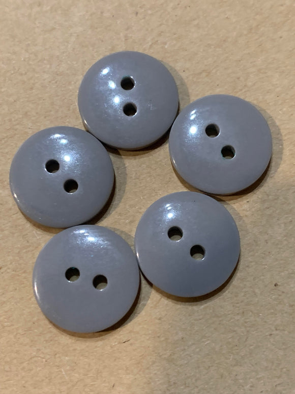 Grey 2 Hole Plastic Buttons (5 x 15mm)