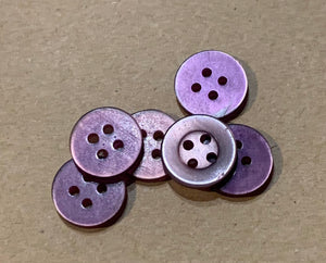 Vintage Light Purple Plastic 4 Hole Buttons- (6x 10mm)