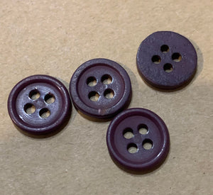 Vintage Dark Plum Plastic 4 Hole Buttons- (4x 12mm)