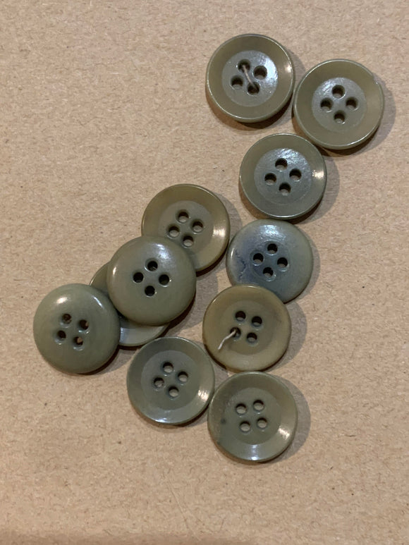 Vintage Khaki Resin 4 Hole Buttons- (11 x 15mm)