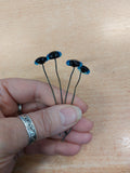 2 pairs Vintage Hand Made Glass Eyes - 12mm Aqua Blue, on wires