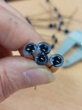 2 pairs Vintage Hand Made Glass Eyes - 7mm Light Blue, on wires