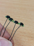 2 pairs Vintage Hand Made Glass Eyes - 7mm Light Green, on wires