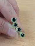 2 pairs Vintage Hand Made Glass Eyes - 7mm Light Green, on wires