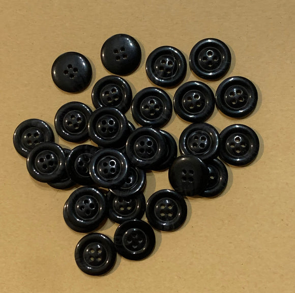 Vintage Black Coat Buttons 30 x 18MM