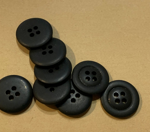 Vintage Chunky Black Coat Buttons 8 X 27mm