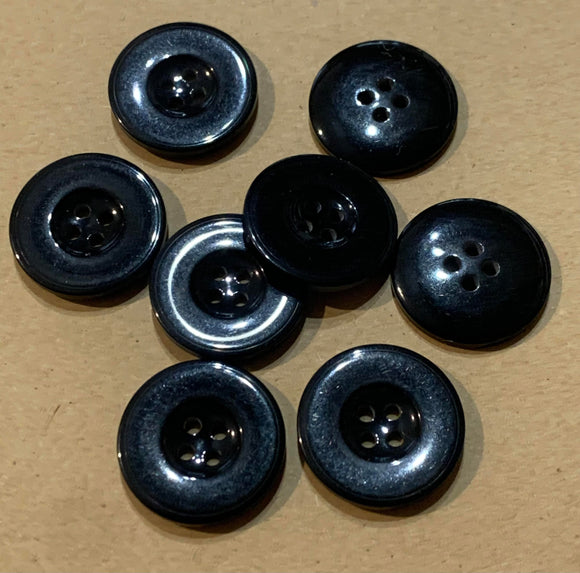 Vintage Chunky Black Coat Buttons 8 X 20mm