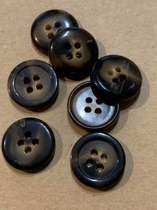 Vintage Brown "Mottled Effect" 4 hole flat Buttons 7 x 14mm