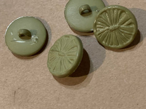 Vintage Light Green Plastic "Flower Theme" Shank Buttons 4 x 10mm