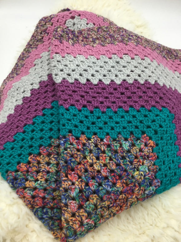 Hand Crocheted Lap Blanket, Small Throw, Pram Cover