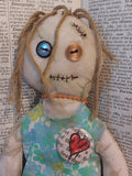 'Bootle' - Zed Headz Handmade Zombie OOAK 9" Cloth Doll by Bear Bones