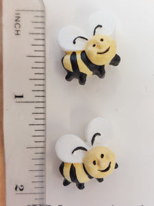 Happy Bumblebee Character Buttons with Shank - Twin Pack