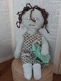 'Dana' - Zed Headz Handmade Zombie OOAK 9" Cloth Doll by Bear Bones