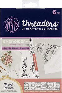 Threaders Embroidery Transfer Sheets - Floral Collection - Pack of 6, Crafters Companion