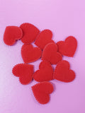 Teddy Hearts - Soft Feel Red Cushion Style Heart Embellishments 3cm - Pack of 10
