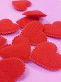 Teddy Hearts - Soft Feel Red Cushion Style Heart Embellishments 3cm - Pack of 10