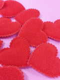 Teddy Hearts - Soft Feel Red Cushion Style Heart Embellishments 3cm - Pack of 10