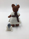 "Drey" Handmade Jedi Style 4" Miniature Felt Bear With Lego R2D2 Model