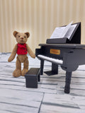 'Lowen Allegro' Handmade Miniature Felt 'Composer/Virtuoso' Thread Jointed Bear With Piano