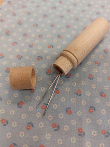 Wooden Turned cylinder needle case