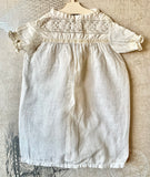 Very Small Vintage Handmade Christening Gown in Ivory Cotton