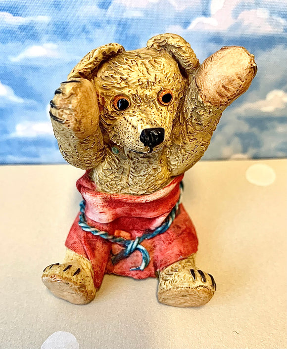Vintage Miniature Ceramic  Hand Painted Teddy Bear 