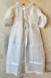 Vintage Delicate Sheer Ivory Christening Gown with Bonnet