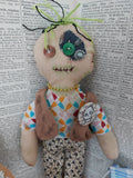 'Reno' - Zed Headz Handmade Zombie OOAK 9" Cloth Doll by Bear Bones