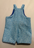 Handmade Blue Floral Vine Cotton Poplin Short Dungarees for Rag Dolls & Fashion Dolls