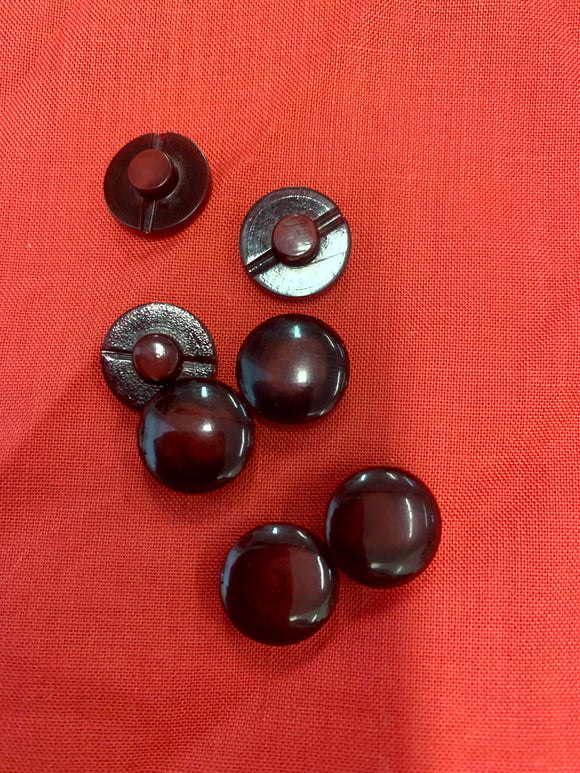 Vintage  Plastic Burgundy Shank Buttons -7x 12mm