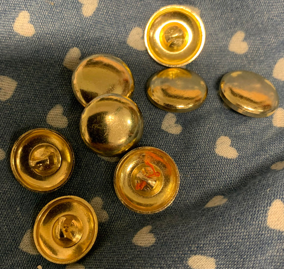 Vintage Gold Toned Domed Shank Metal Buttons 8 x 15mm