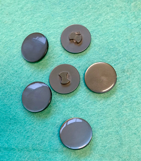 Grey  Shank  Shiny Plastic Buttons 6 x 18mm