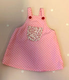 Handmade Rag Doll Pink Polka Dot Pinafore Dress