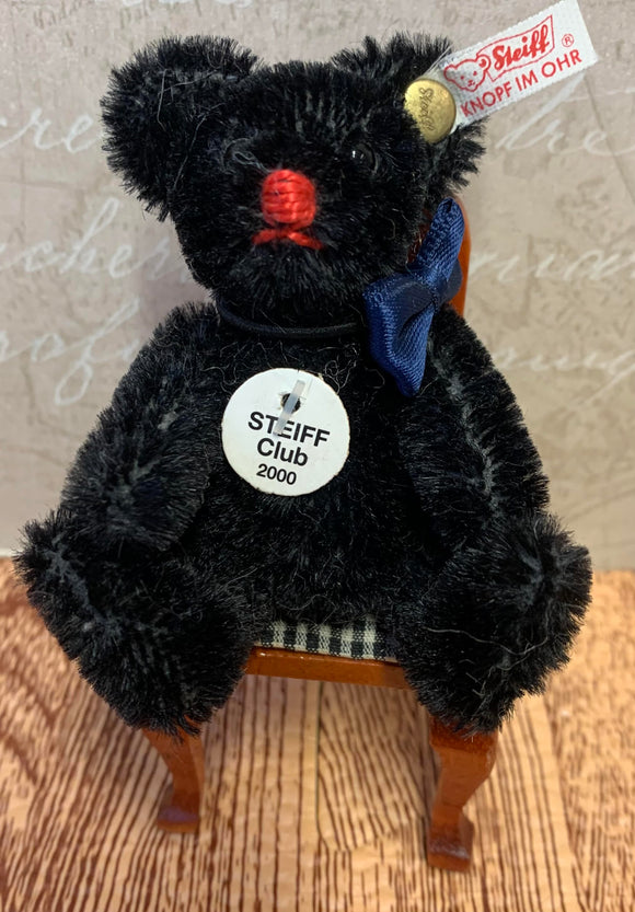 Miniature Steiff Black Club Teddy Bear Year 2000