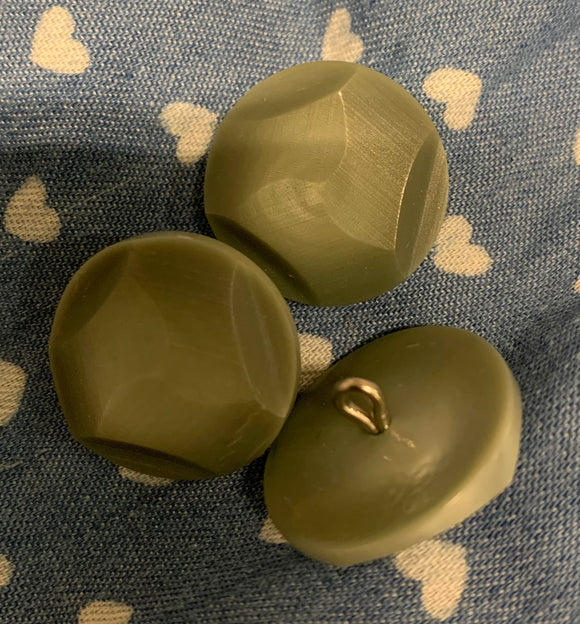 Vintage Olive Textured  Shank Buttons 3 x 23mm