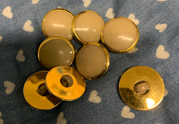 Vintage Gold Toned Beige Inlay Shank Plastic Buttons 8 x 18mm