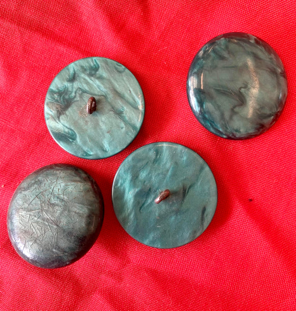 Vintage  Green Marbled Resin Shank Buttons 4 x 25mm