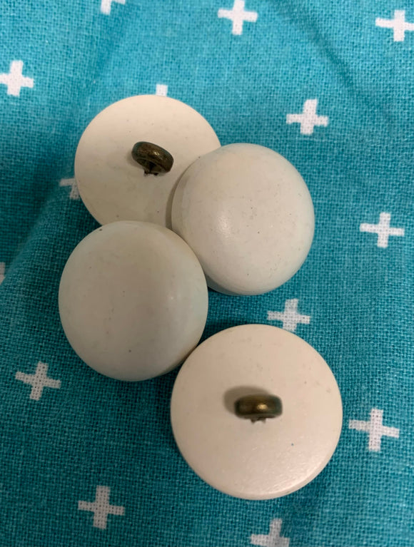 Vintage  Resin 5mm Thick White Shank Buttons -4 x 18mm