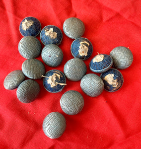 Vintage Light Blue Satin Fabric Geometric Buttons 17x15mm