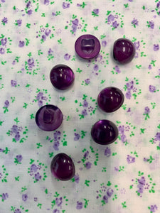 Vintage Small "Glass Effect" Domed Purple Shank Buttons 11mm x 7